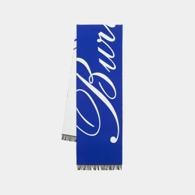 Burberry Mu Logo Scarf -  - Wool - Blue In Blue