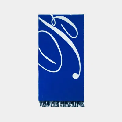 Burberry Mu Logo Scarf -  - Wool - Blue In Blue