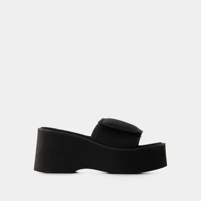Courrèges Courregès Black Stretch Polyester Blend Scusa Wave Slippers In Black
