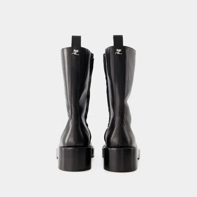 Courrèges Courreges Black Leather Ankle Boots In Black