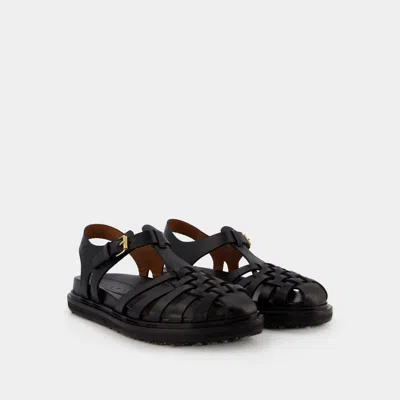 Shop Marni Fisherman Sandals In Black