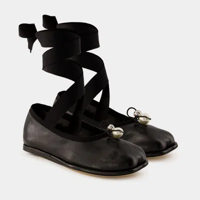 Simone Rocha Heart Toe Ballerinas - Leather - Black In Black