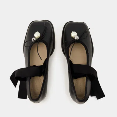 Simone Rocha Heart Toe Ballerinas - Leather - Black In Black