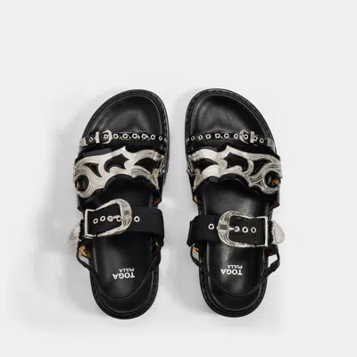 Shop Toga Pulla Flat Sandals In Black