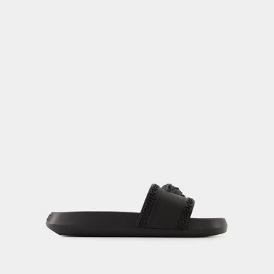 Versace Palazzo Rubber Slides In Black