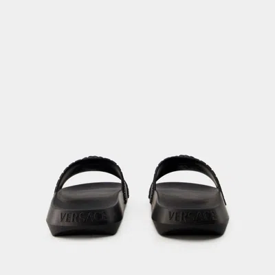Versace Palazzo Rubber Slides In Black