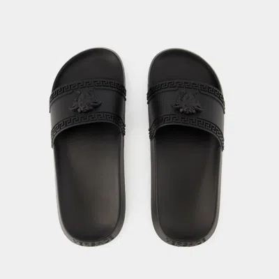 Versace Palazzo Rubber Slides In Black