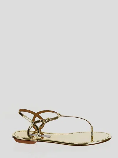 Shop Aquazzura Almost Bare Flat Sandal In Softgold