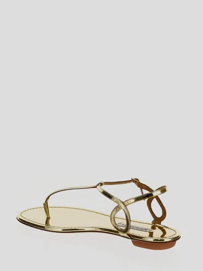 Shop Aquazzura Almost Bare Flat Sandal In Softgold