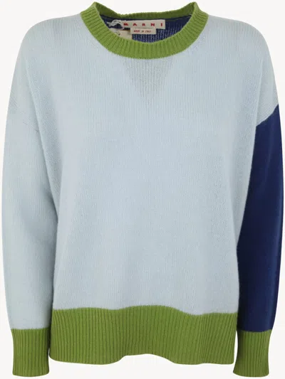 Marni Crew Neck Long Sleeves Loose Fit Sweater Clothing In Blue