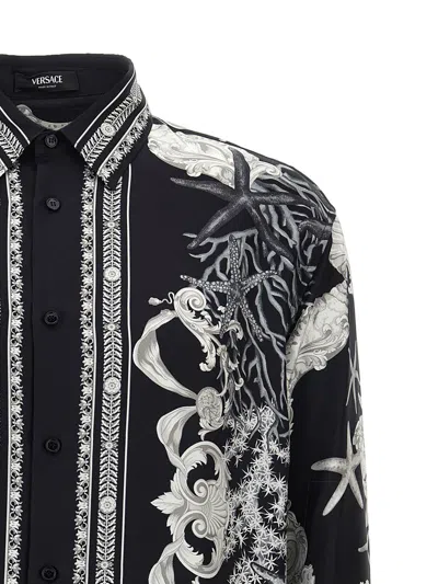 Shop Versace 'barocco Sea' Shirt In White/black