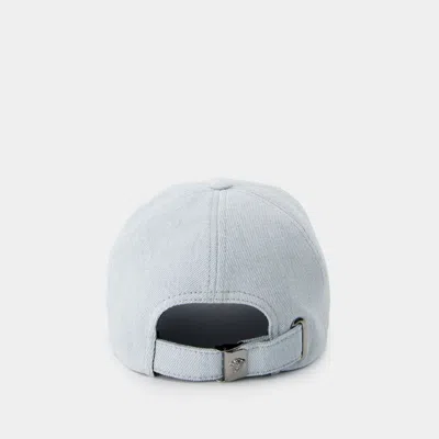 Versace Logo Denim Baseball Cap In Blue