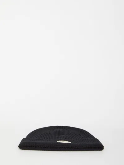 Shop Moncler Wool Beanie With Logo In Black