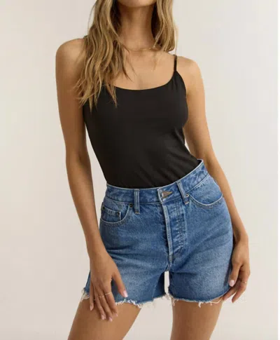 Free People Free Throw Ribbed Bodysuit In Black In Black