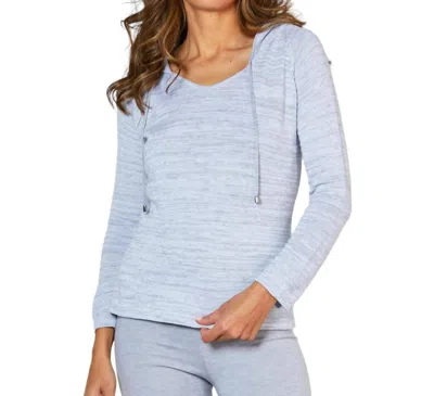 FRENCH KYSS V-NECK HOODIE TOP IN SLATE 