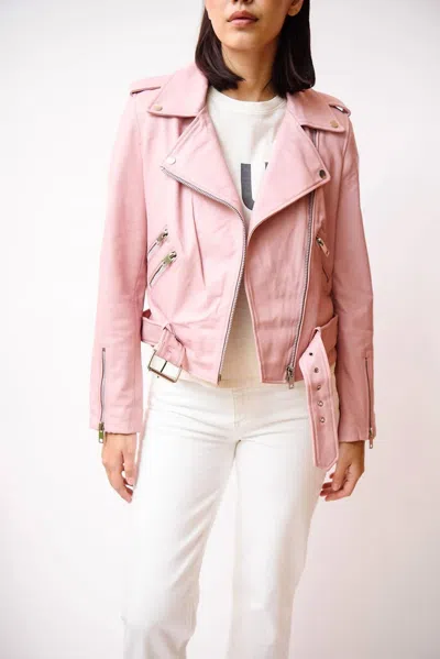 Walter Baker Liz Leather Jacket In Pink