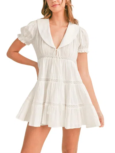 Mable Sailor Collar Mini Dress In Off White In White