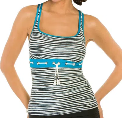 Eco Swim Racerback Tankini Top In Stripe In Multi