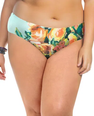 Becca Women's High Hipster Tankini Bottom - Plus In Tea In Multi