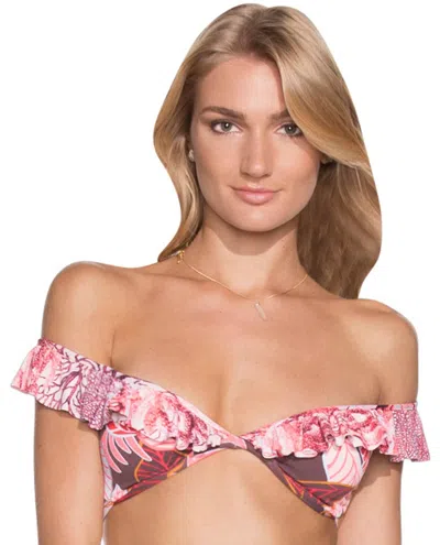Maaji Underwire Off The Shoulder Ruffle Bikini Top In Maa Guajira Park In Multi
