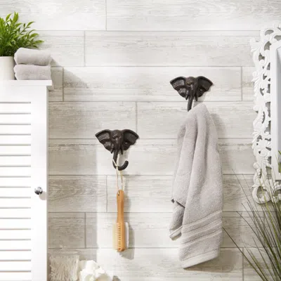 Actifo Elephants Wall Hooks Set Of 2 - Dark Brown