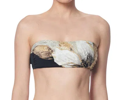 Carmen Marc Valvo Bandeau Bikini Top In Cmv Gilded Garden Black In Multi