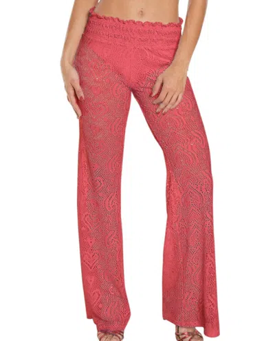 Beach Habitat Heart Crochet Smocked Beach Pants In Coral In Pink