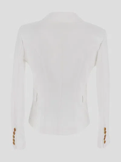 Shop Balmain Double Breasted Jacket In Blanc