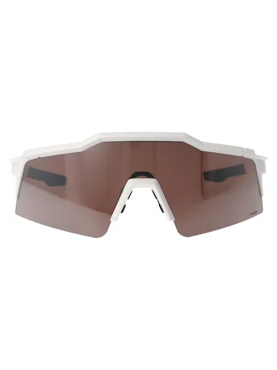100% Matte White - Hiper Silver Mirror Lens Acetate Sunglasses In Brown