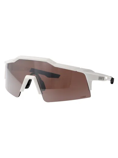 100% Matte White - Hiper Silver Mirror Lens Acetate Sunglasses In Brown