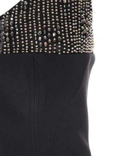 Elisabetta Franchi Bead-embellished Mini Dress In Black