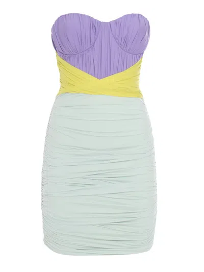 Elisabetta Franchi Draped Jersey Mini Dress In Multicolor