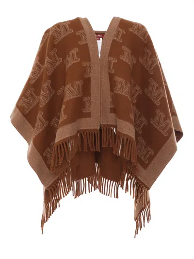 Max Mara Maxmara Studio Frine Cape In Brown