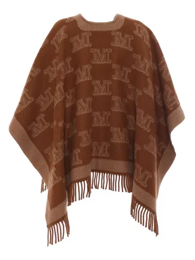 Max Mara Maxmara Studio Frine Cape In Brown