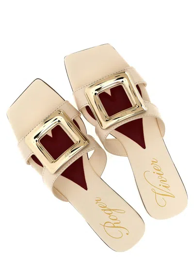 Roger Vivier Buckle Slides In White