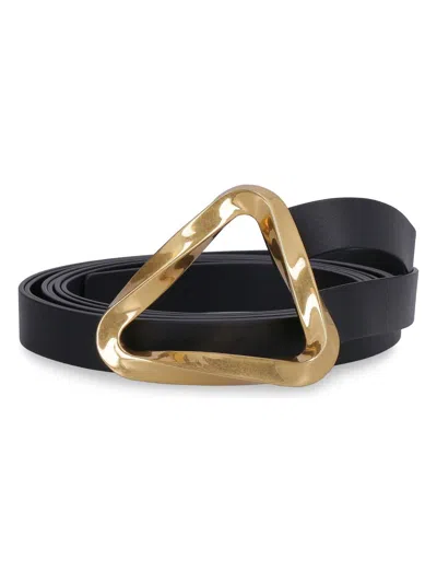 Bottega Veneta Grasp Leather Double Strap Belt In Black