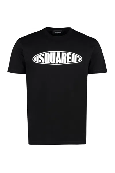 Shop Dsquared2 Men's Printed Cotton T-shirt In Black