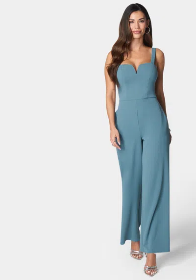 Bebe V Wire Core Jumpsuit In Denim