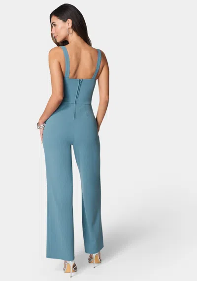 Bebe V Wire Core Jumpsuit In Denim