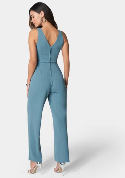 Bebe V Neck Core Jumpsuit In Denim
