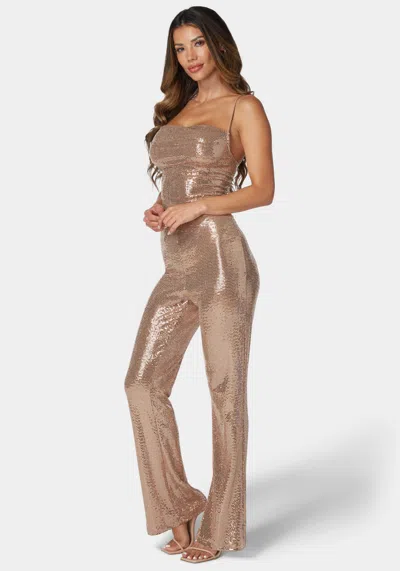 Bebe Two Piece Shimmer Set In Rose,gold