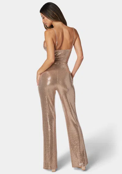 Bebe Two Piece Shimmer Set In Rose,gold