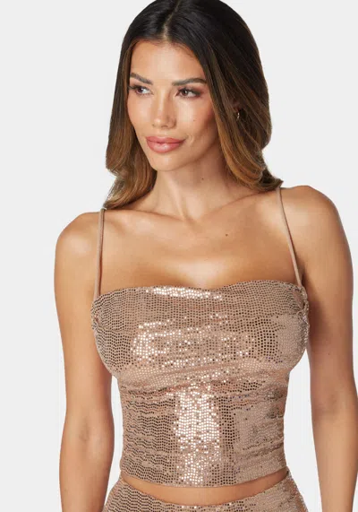 Bebe Two Piece Shimmer Set In Rose,gold