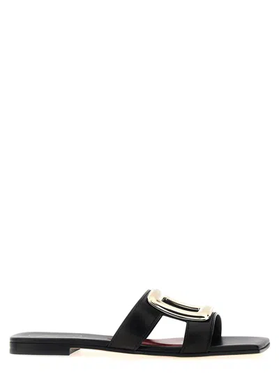 Shop Roger Vivier New Metal Buckle Mule Sandals In Black