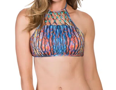 Eco Peace High Neck Bikini Top In Indio In Multi
