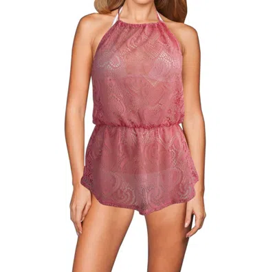 Beach Habitat Heart Crochet Halter Dress In Coral In Pink