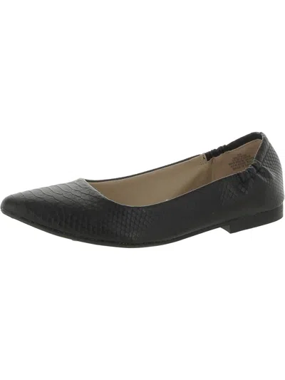 Maison Jules Jia Womens Faux Leather Heeled Ballet Flats In Black