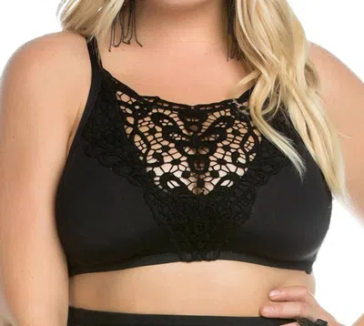 Becca Beauties Lace High Neck Bikini Top - Plus In Black In Black