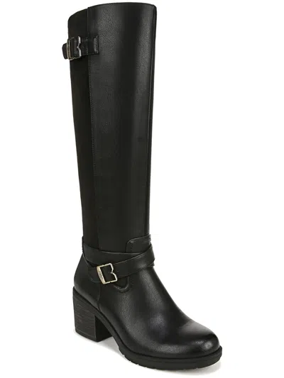Dr. Scholl's Shoes Prairie Womens Faux Leather Block Heel Knee-high Boots In Black