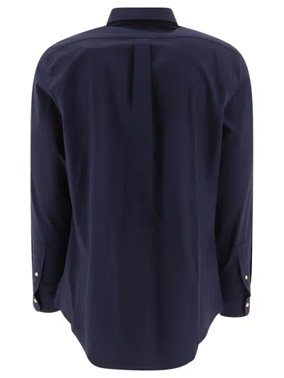 Polo Ralph Lauren Blue Shirt With Button-down Collar And Pony Embroidery On The Front